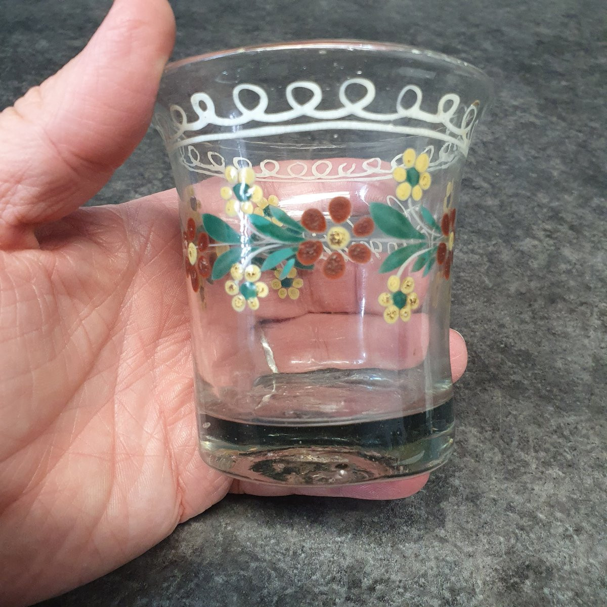 19th Century "friendship" Enamelled Norman Glass-photo-3