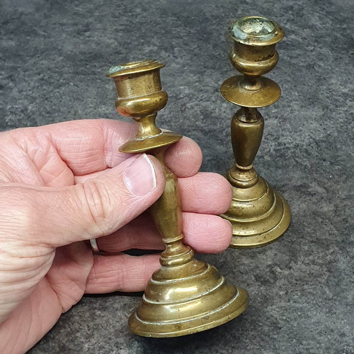 Mini paire de bougeoir en Bronze XIX ème-photo-4