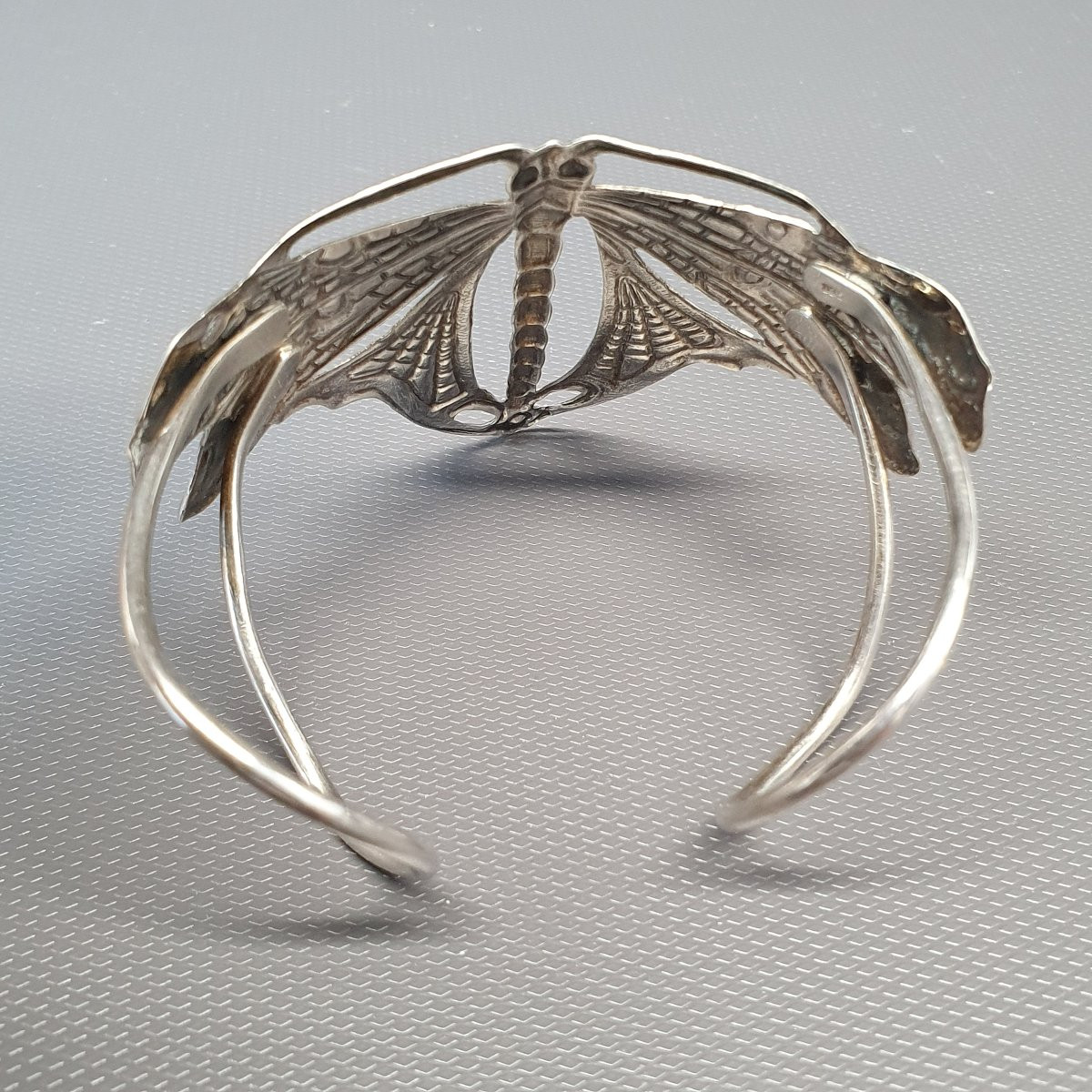 Silver Art Nouveau Dragonfly Cuff-photo-2