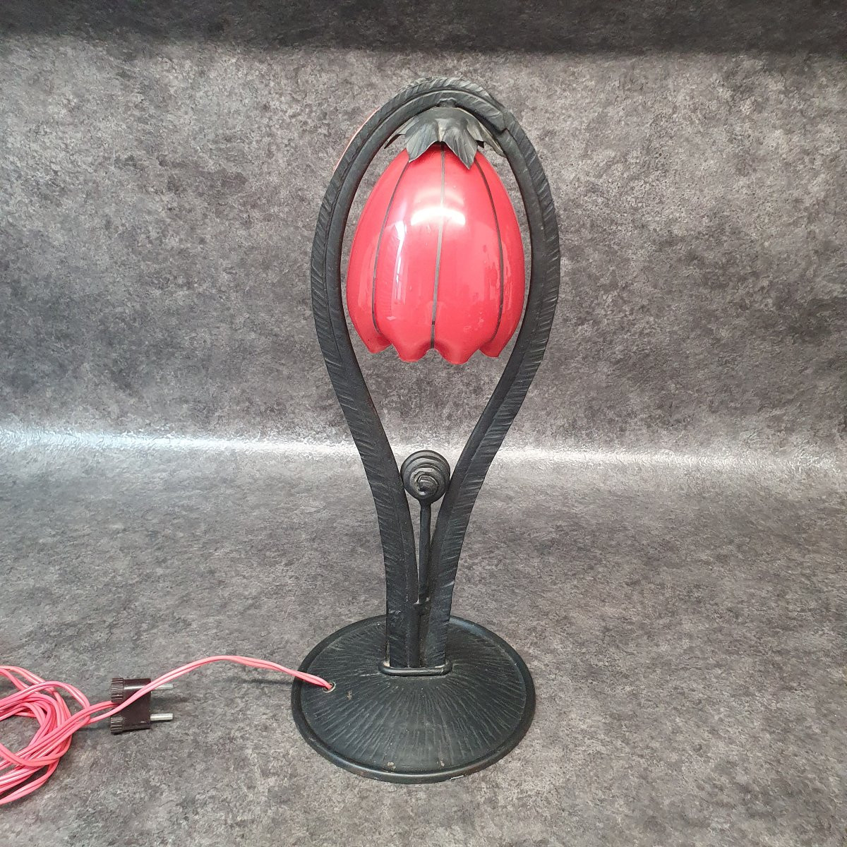 Art Deco Wrought Iron Lamp-photo-2