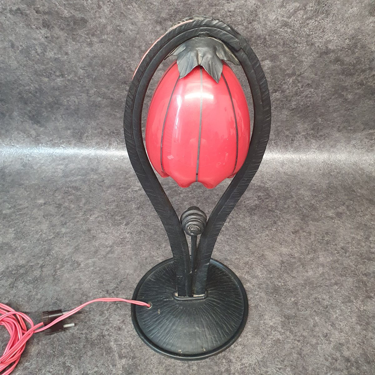 Art Deco Wrought Iron Lamp-photo-3