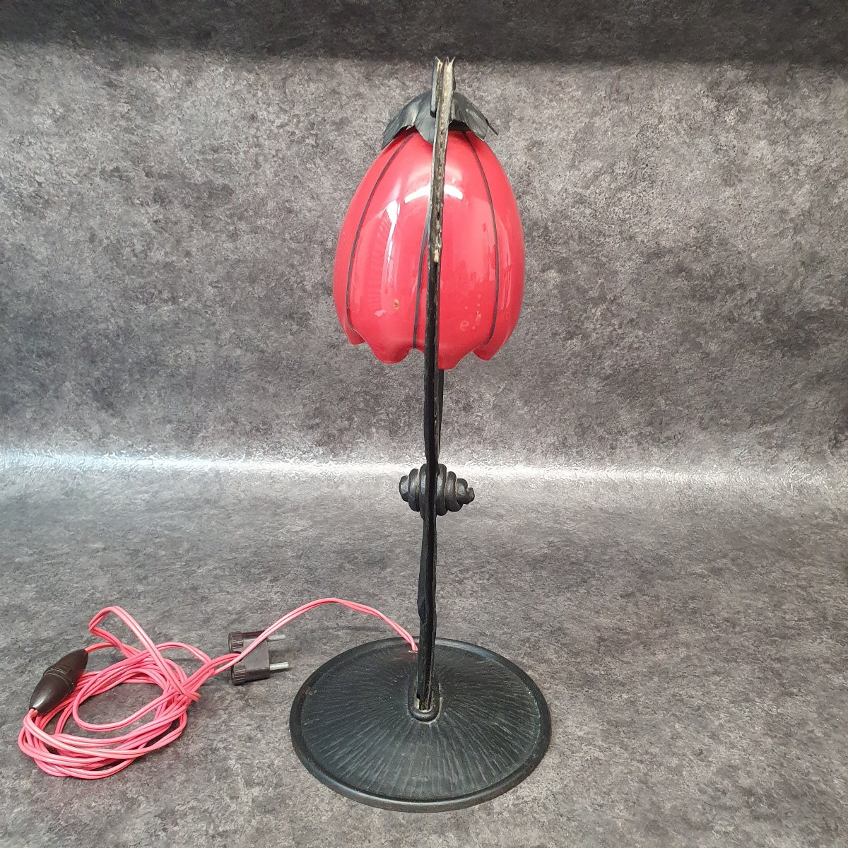 Art Deco Wrought Iron Lamp-photo-4
