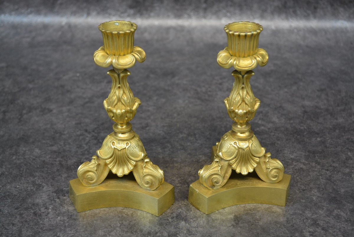 Paire De Bougeoir En Bronze XIX ème-photo-1
