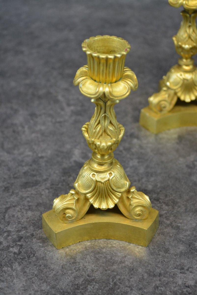Paire De Bougeoir En Bronze XIX ème-photo-2