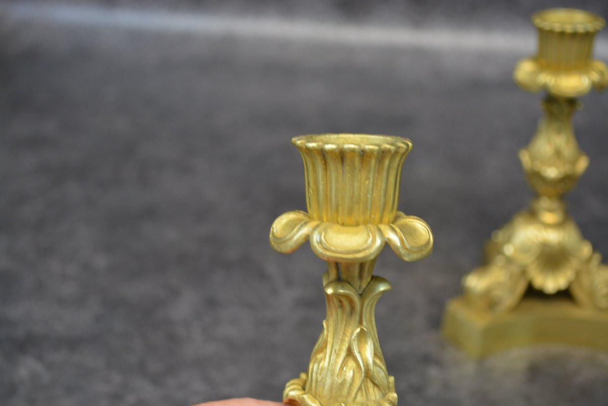 Paire De Bougeoir En Bronze XIX ème-photo-3