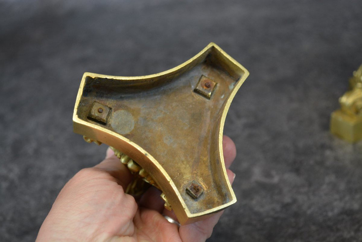 Paire De Bougeoir En Bronze XIX ème-photo-6