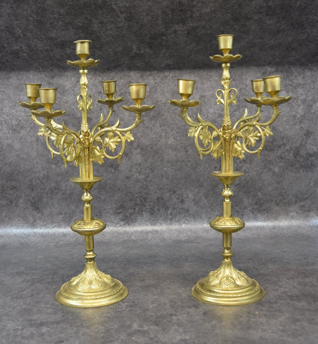 Pair Of Religious Bronze Candelabra-photo-3