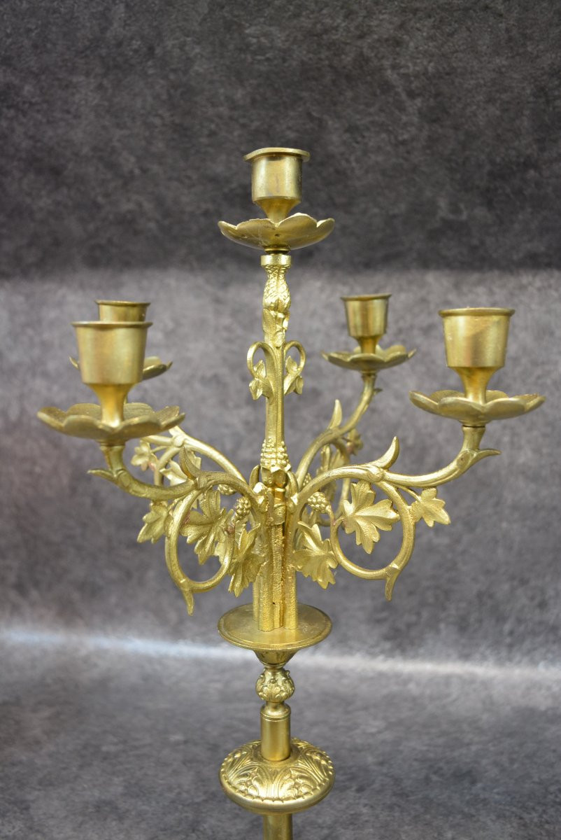Pair Of Religious Bronze Candelabra-photo-4