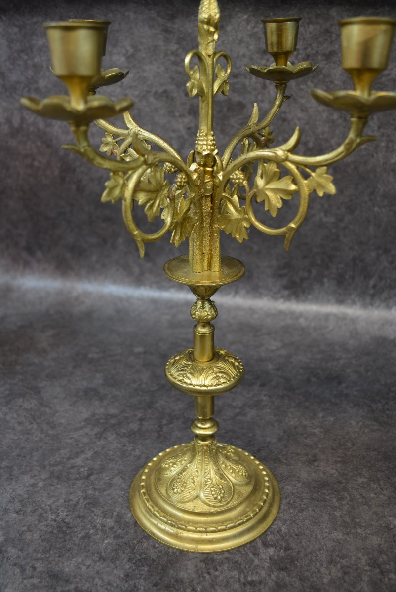 Pair Of Religious Bronze Candelabra-photo-1