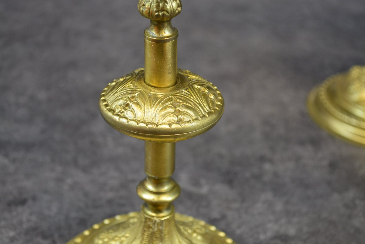 Pair Of Religious Bronze Candelabra-photo-3