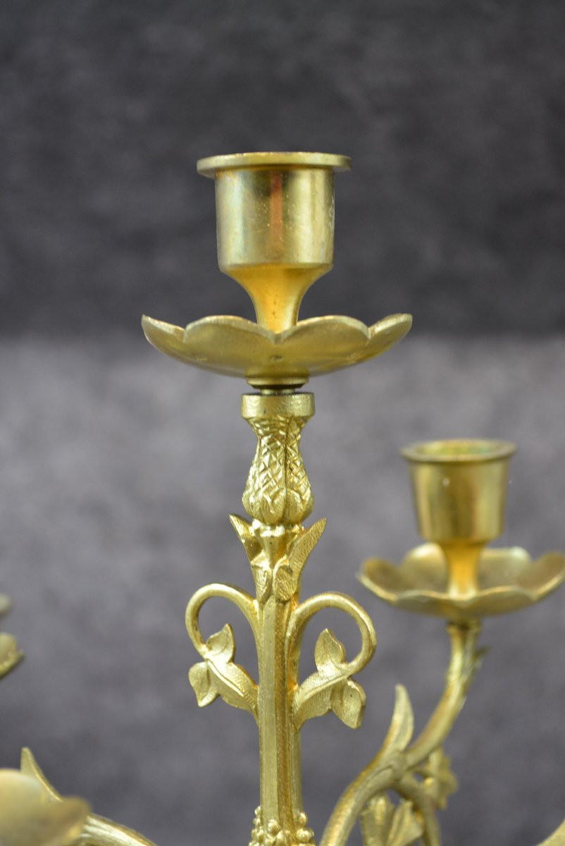 Pair Of Religious Bronze Candelabra-photo-5