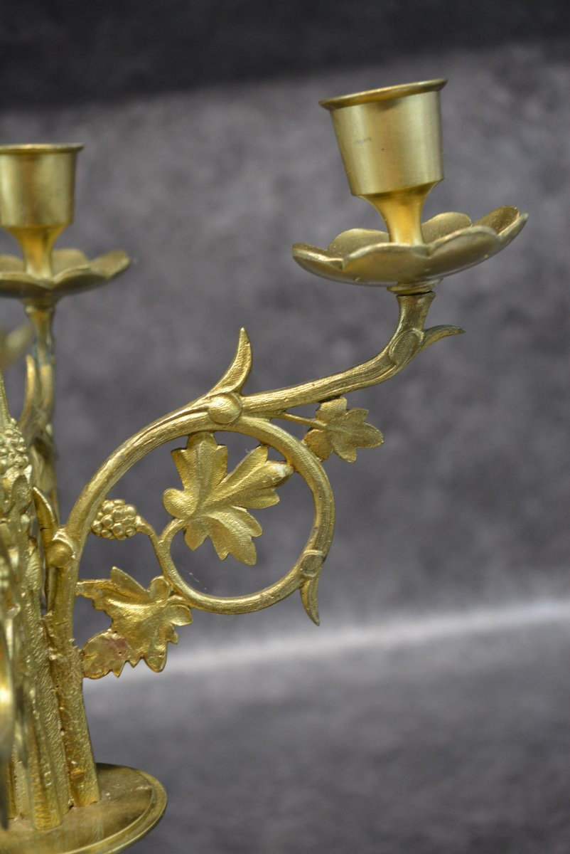 Pair Of Religious Bronze Candelabra-photo-6