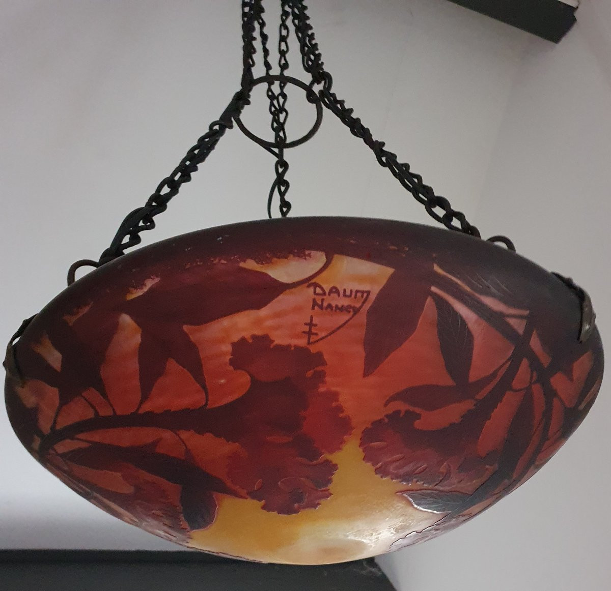 Daum Nancy Art Nouveau "rooster Combs" Chandelier-photo-2