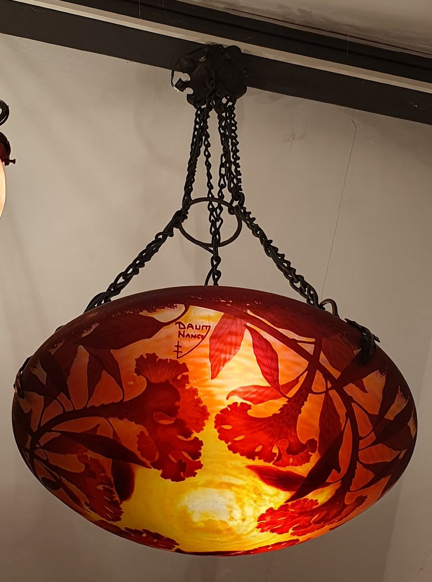 Daum Nancy Art Nouveau "rooster Combs" Chandelier-photo-3
