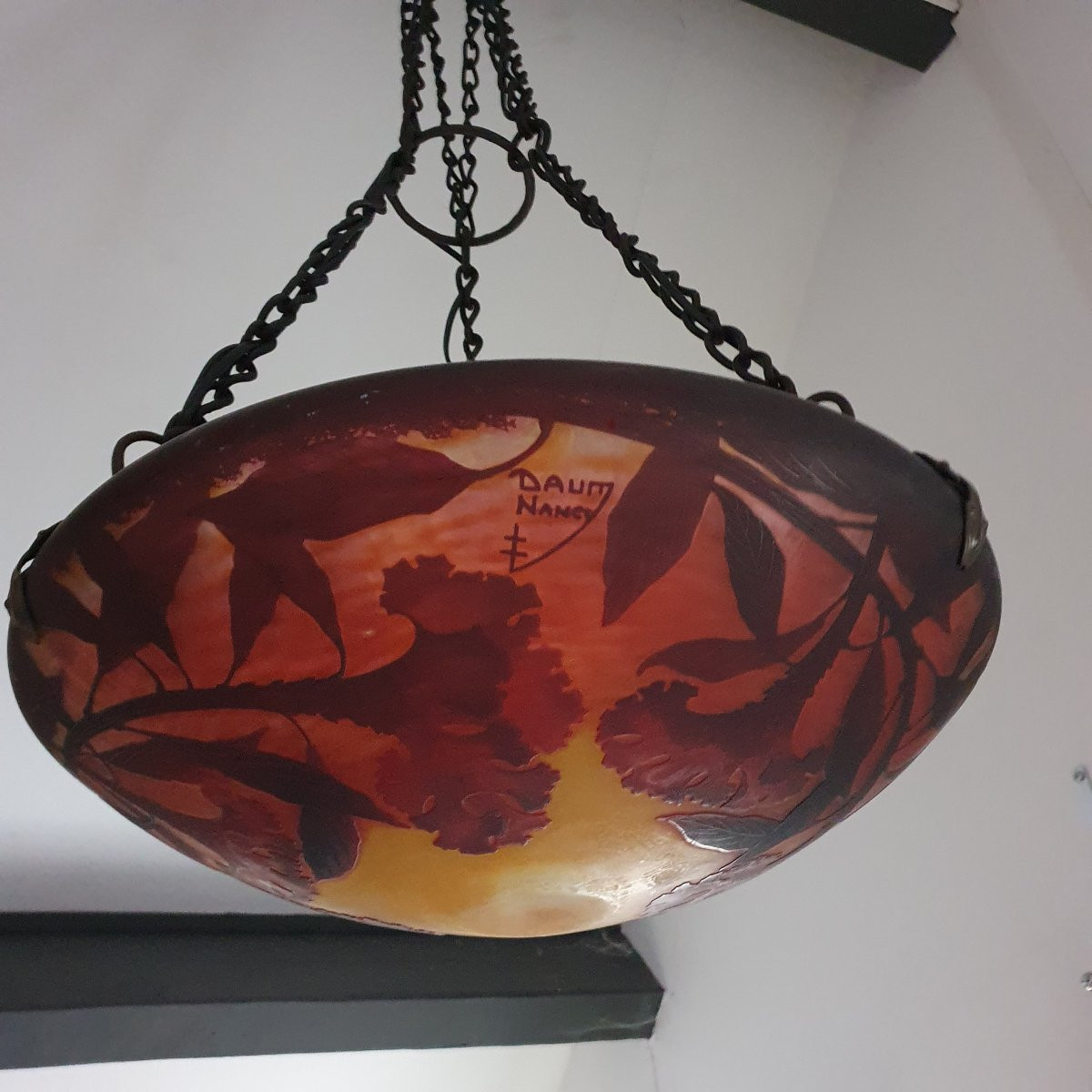 Daum Nancy Art Nouveau "rooster Combs" Chandelier-photo-3