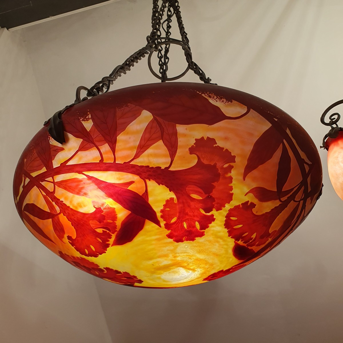 Daum Nancy Art Nouveau "rooster Combs" Chandelier