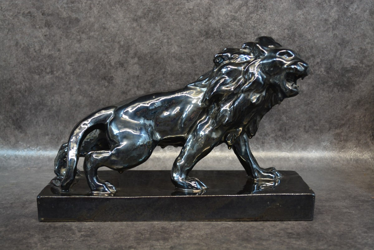 Iridescent Lion Massier In Terracotta