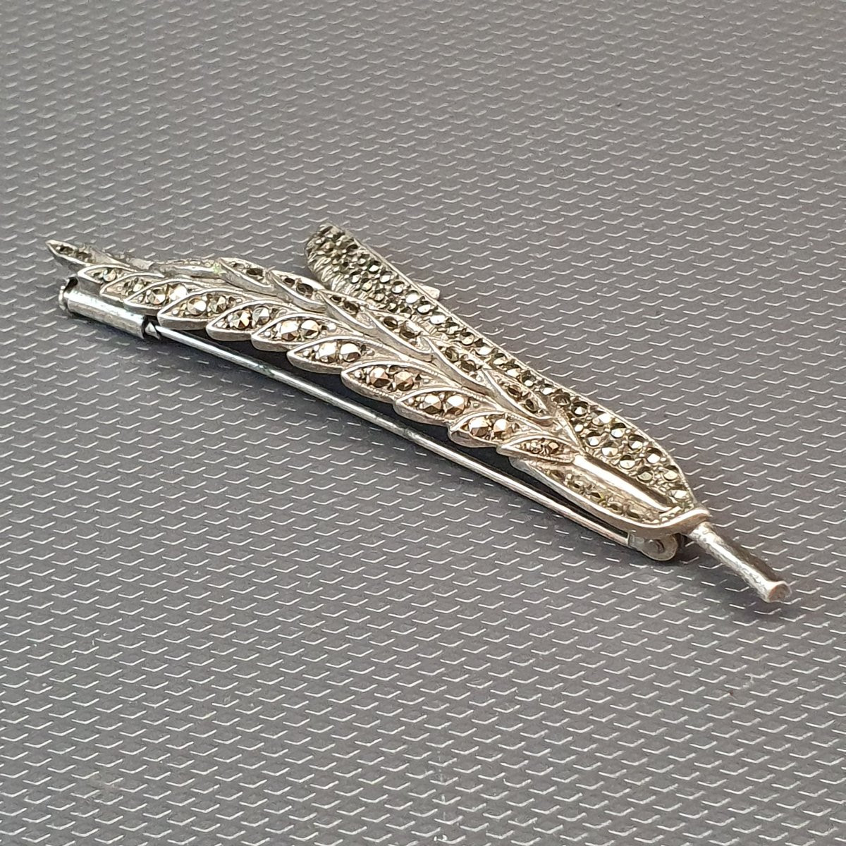 broche en forme d'épis de blé en argent et marcassites-photo-2