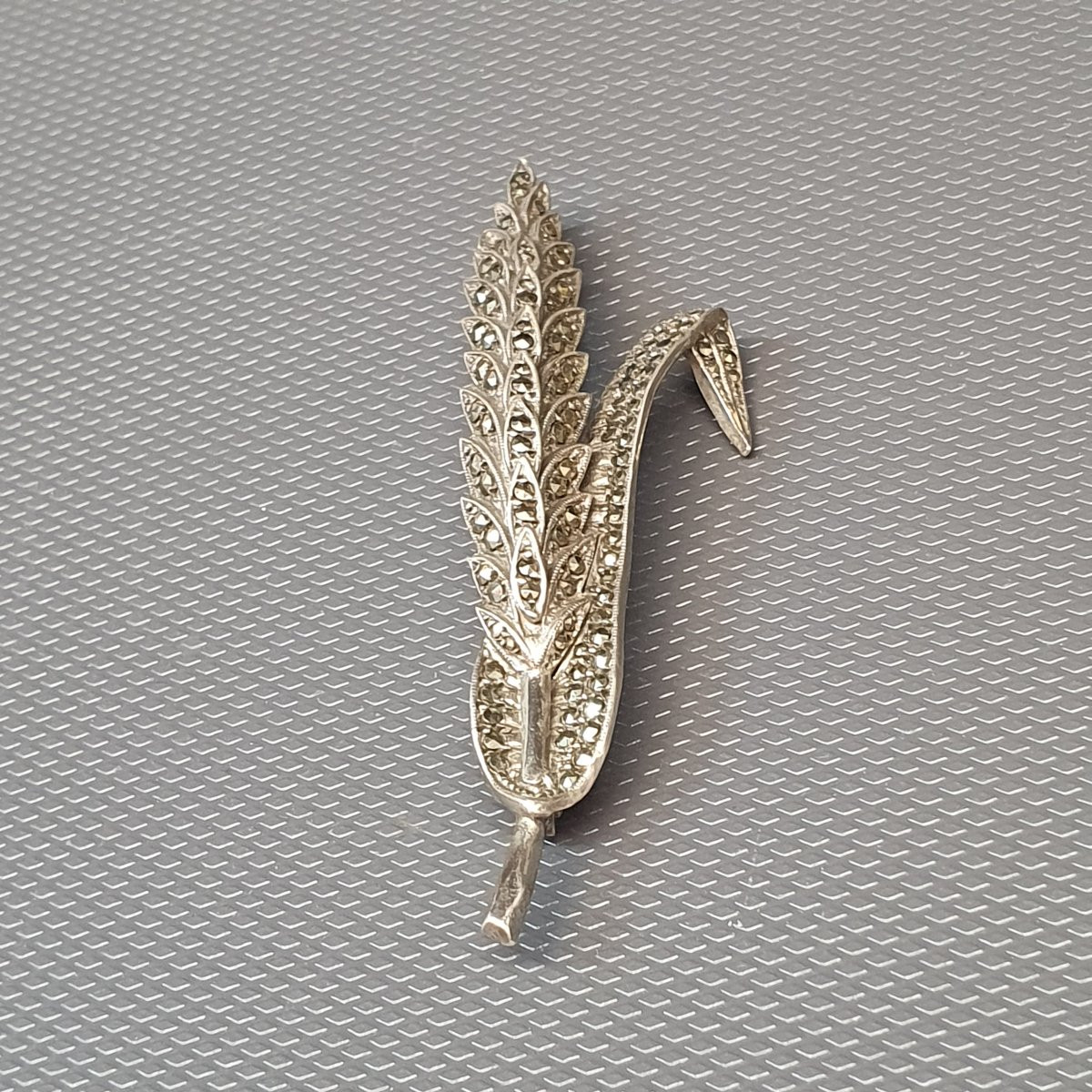 broche en forme d'épis de blé en argent et marcassites-photo-3