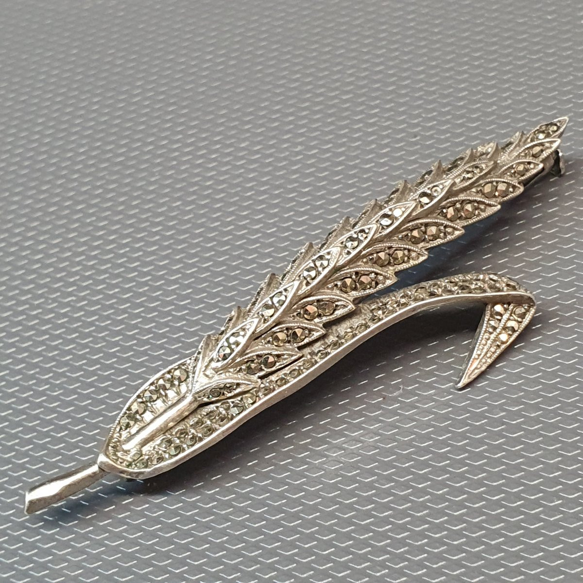 broche en forme d'épis de blé en argent et marcassites-photo-2