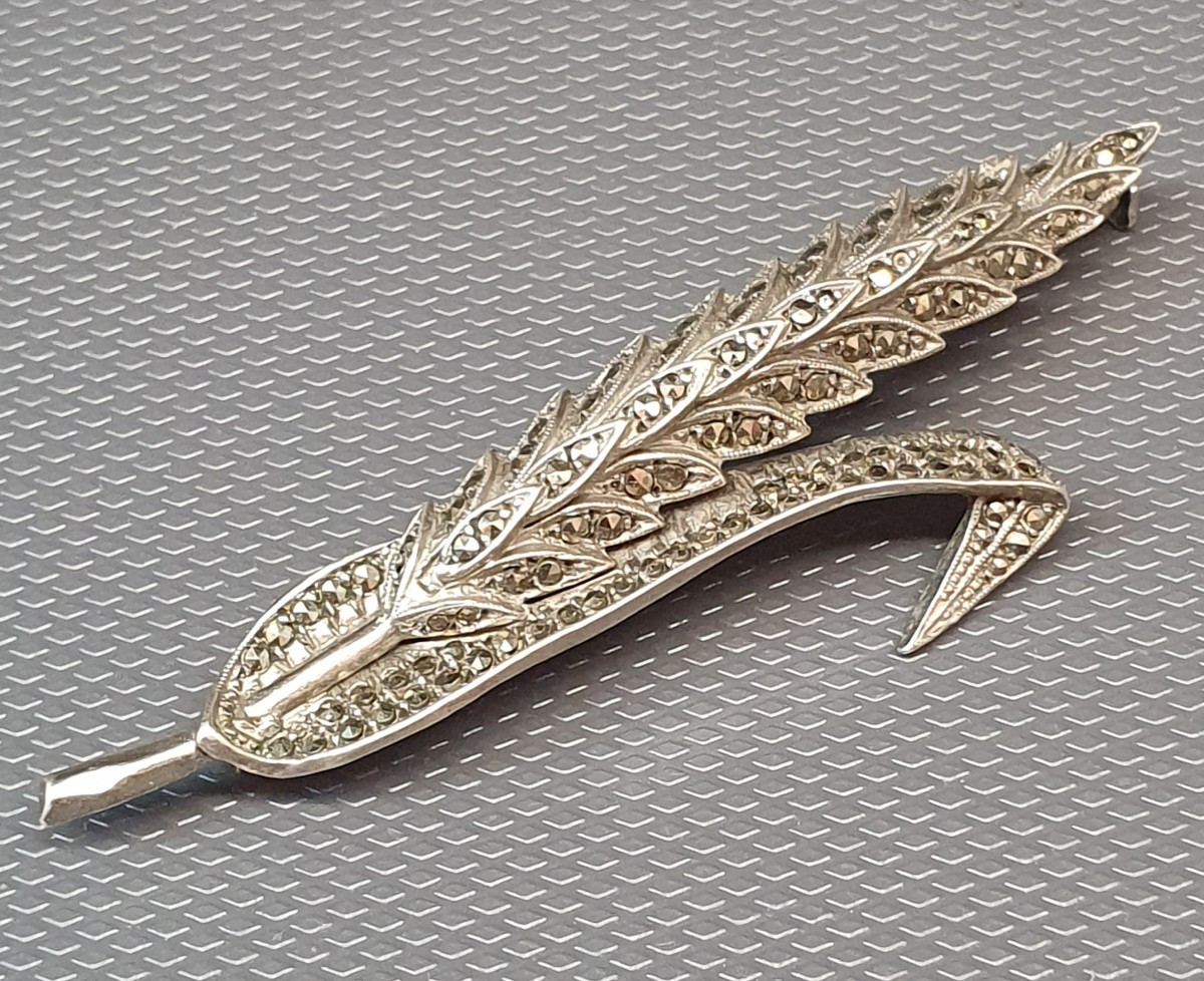 broche en forme d'épis de blé en argent et marcassites