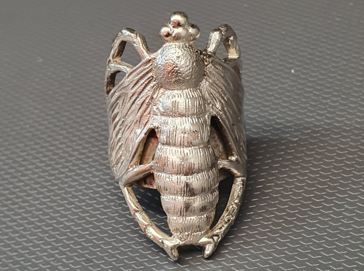 Art Nouveau Silver Insect Ring-photo-2