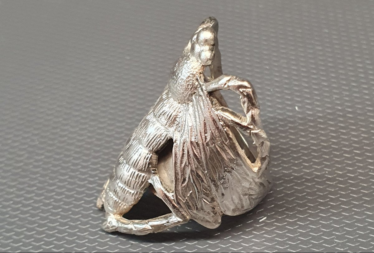 Art Nouveau Silver Insect Ring-photo-3