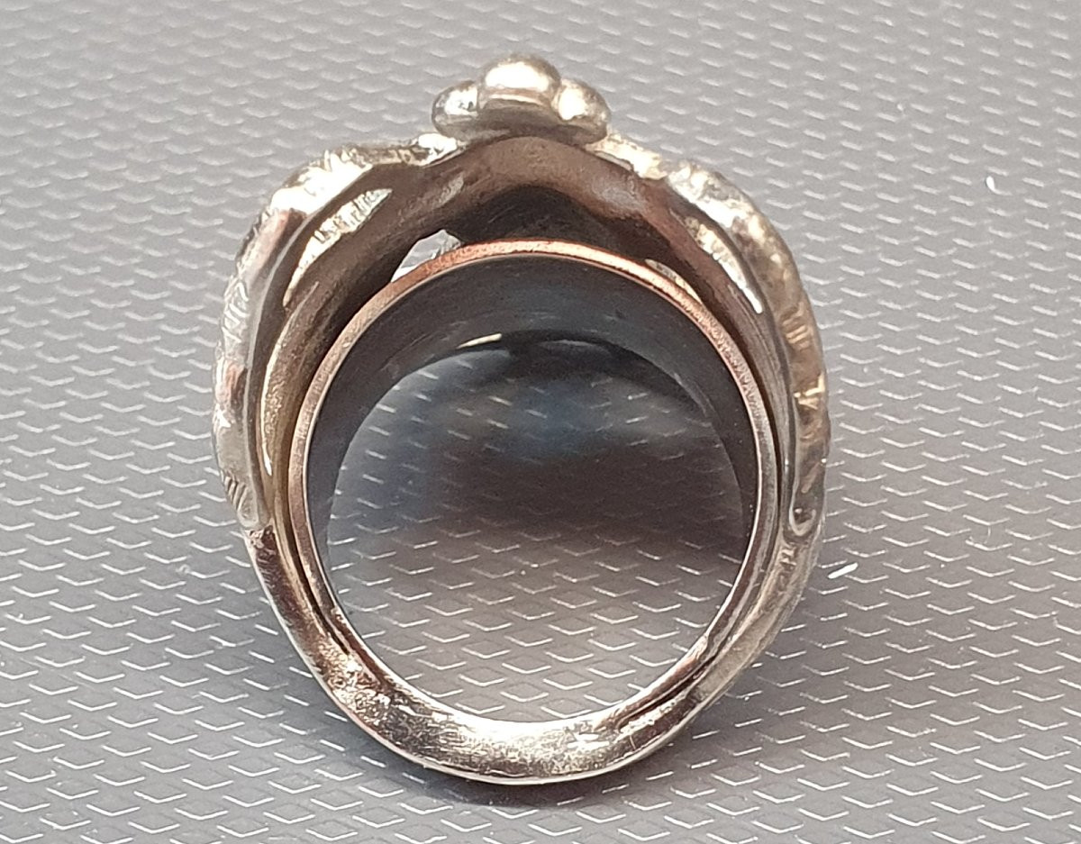 Art Nouveau Silver Insect Ring-photo-4