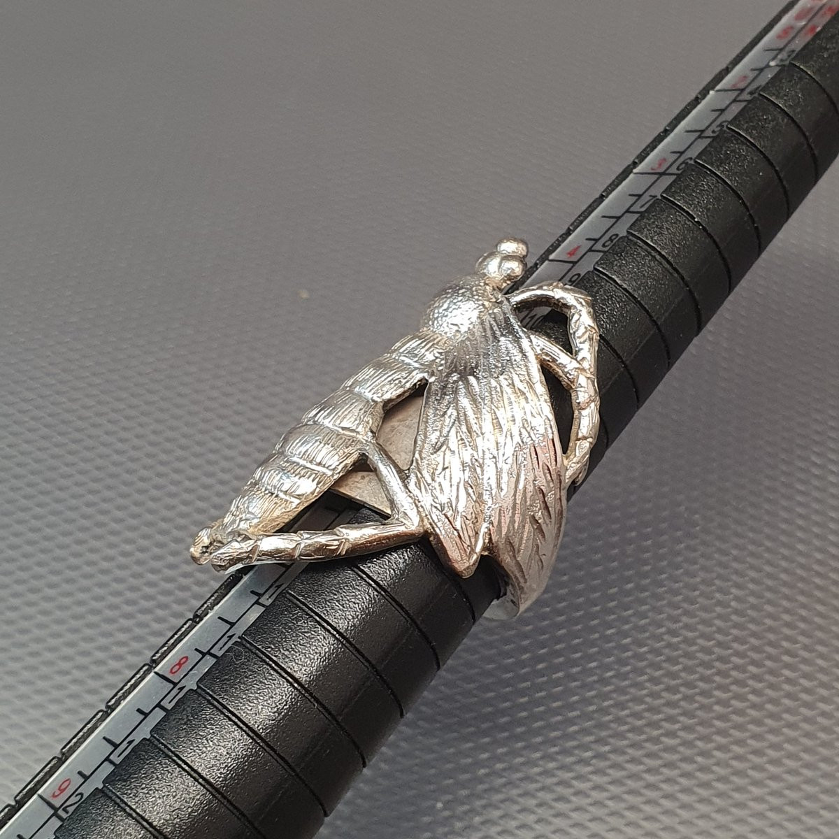 Art Nouveau Silver Insect Ring-photo-2