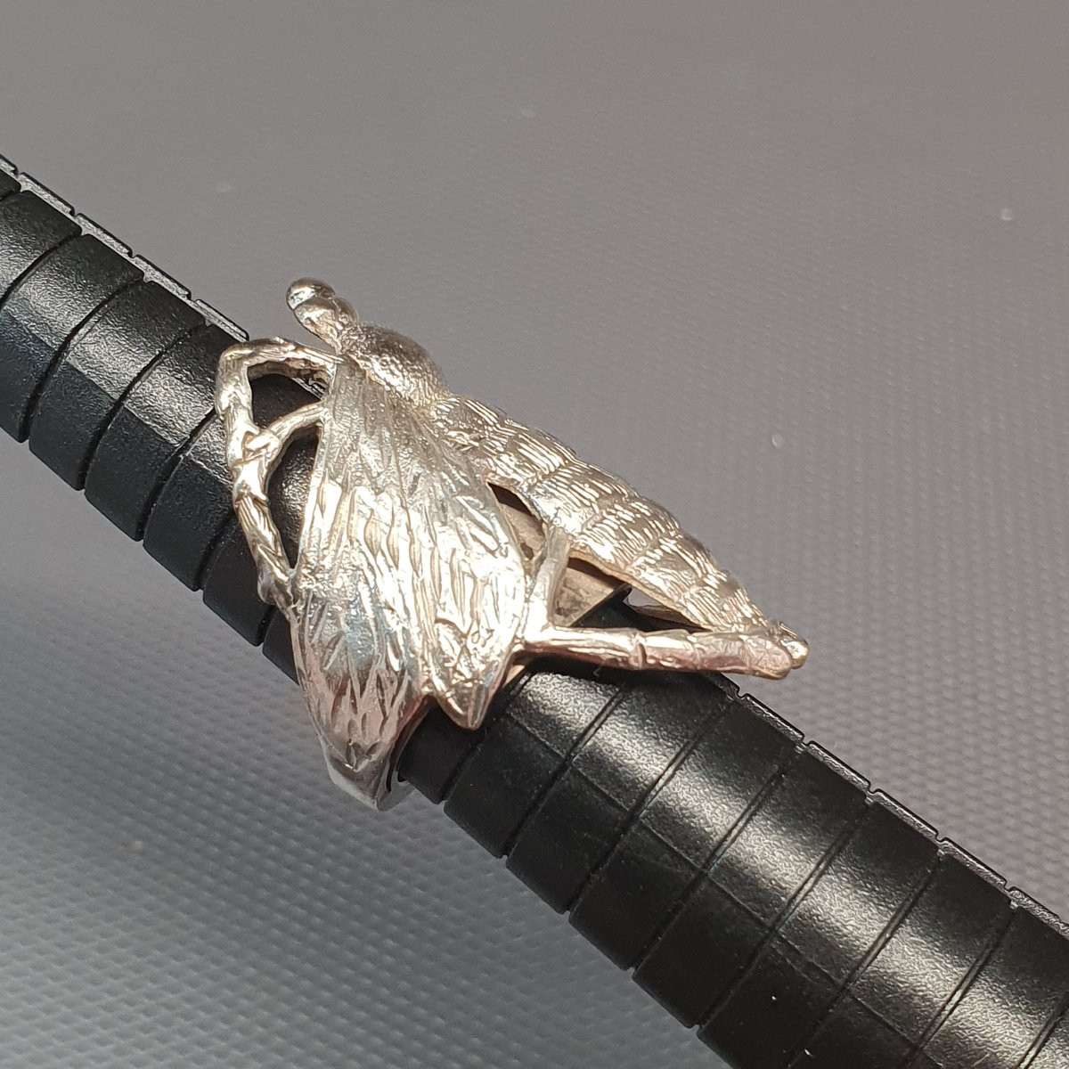 Art Nouveau Silver Insect Ring-photo-3