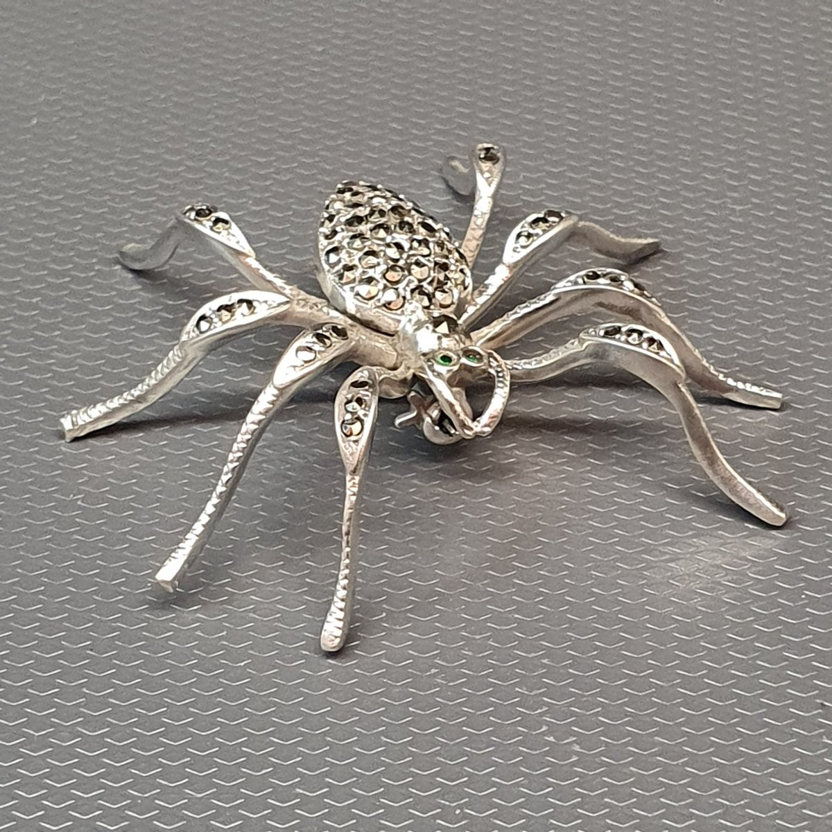 Broche araignée en argent et marcassites-photo-4