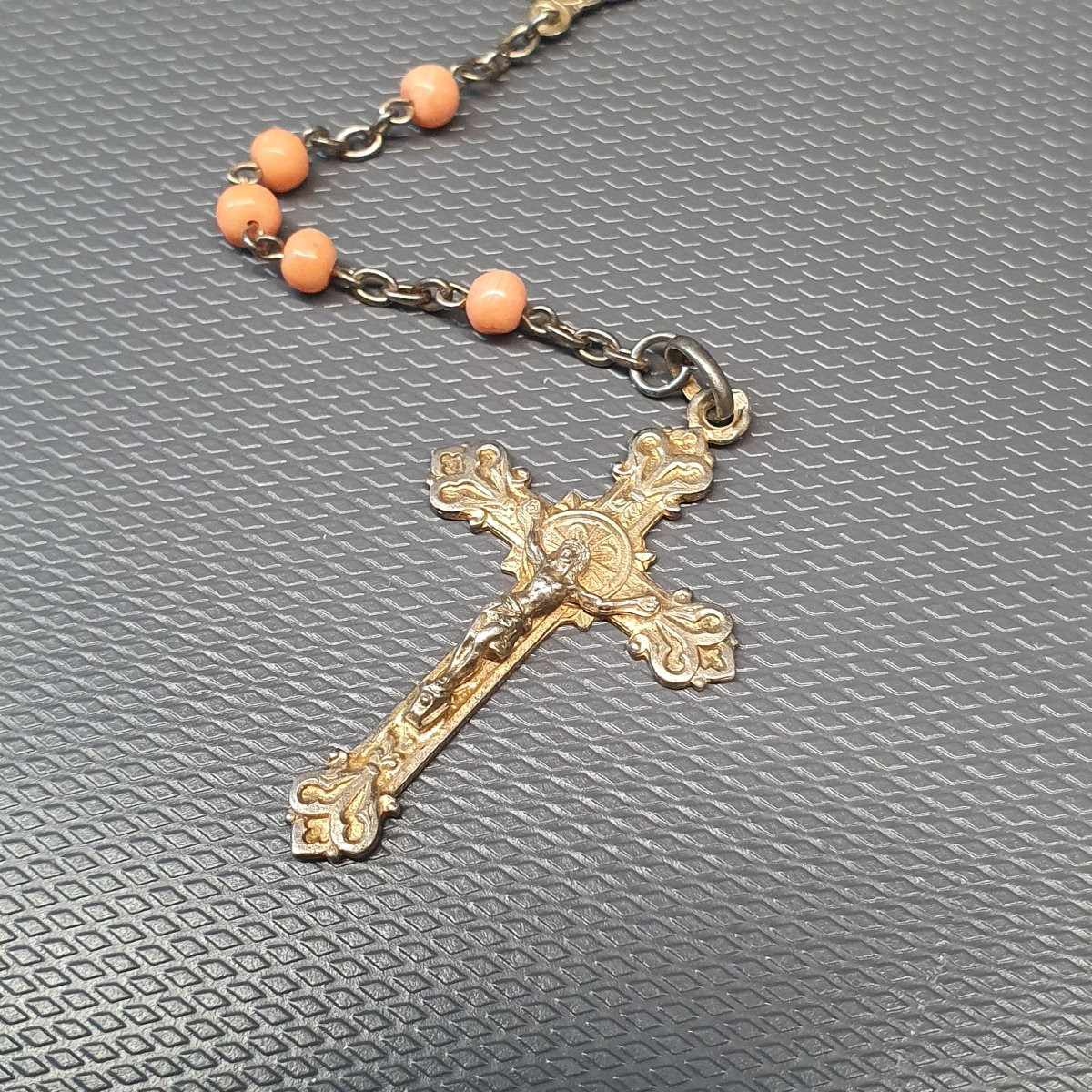 Silver And Coral Rosary-photo-2