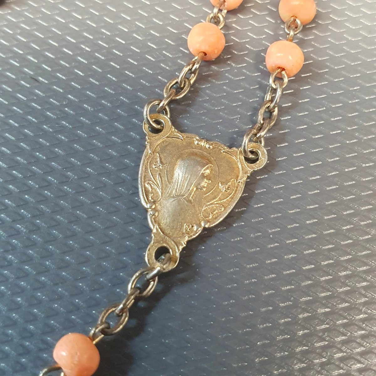 Silver And Coral Rosary-photo-3