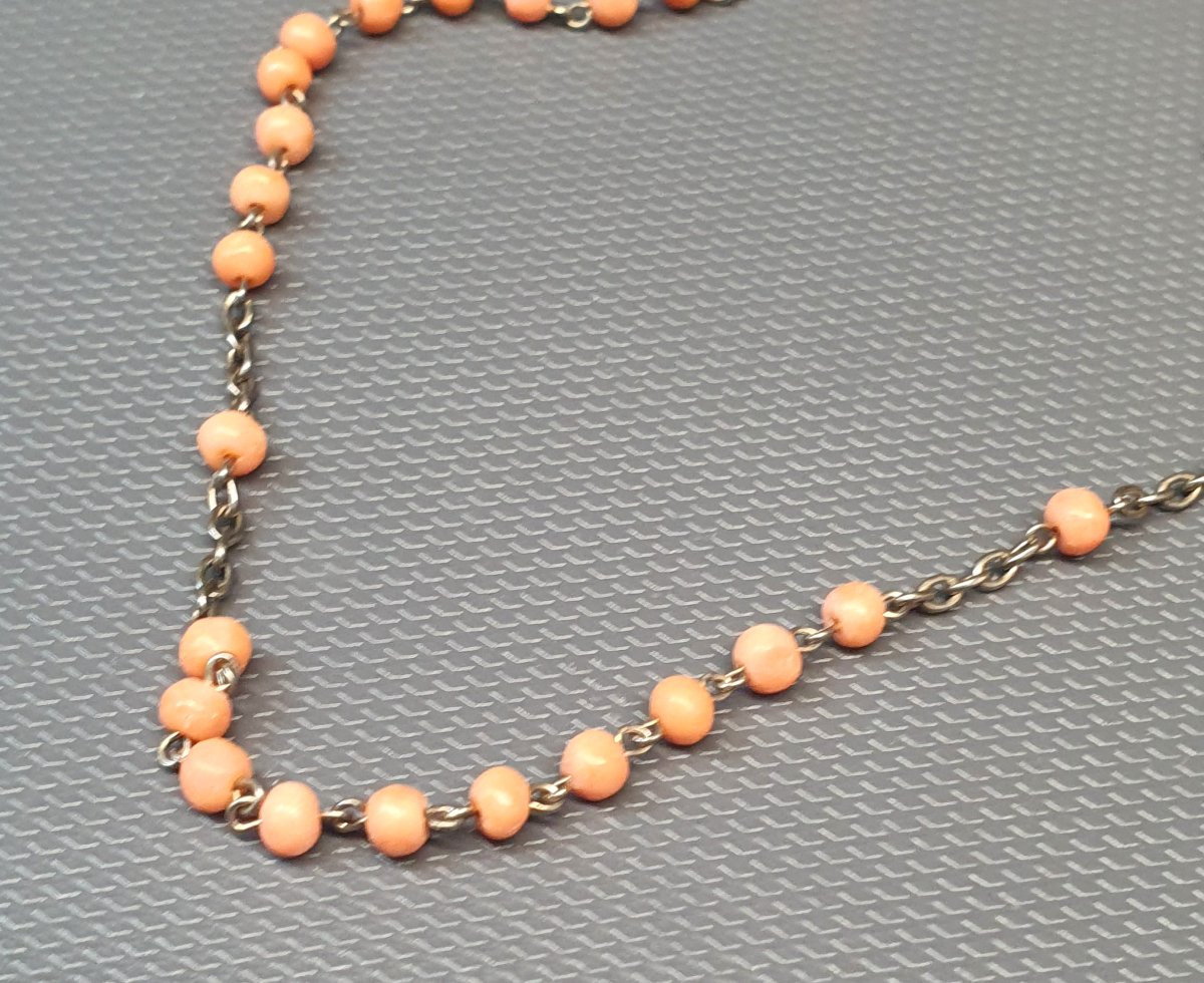 Silver And Coral Rosary-photo-1
