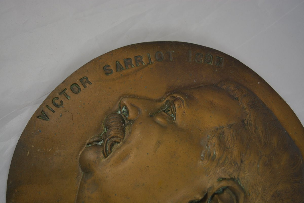Large Bronze Medallion Victor Sarriot-photo-2