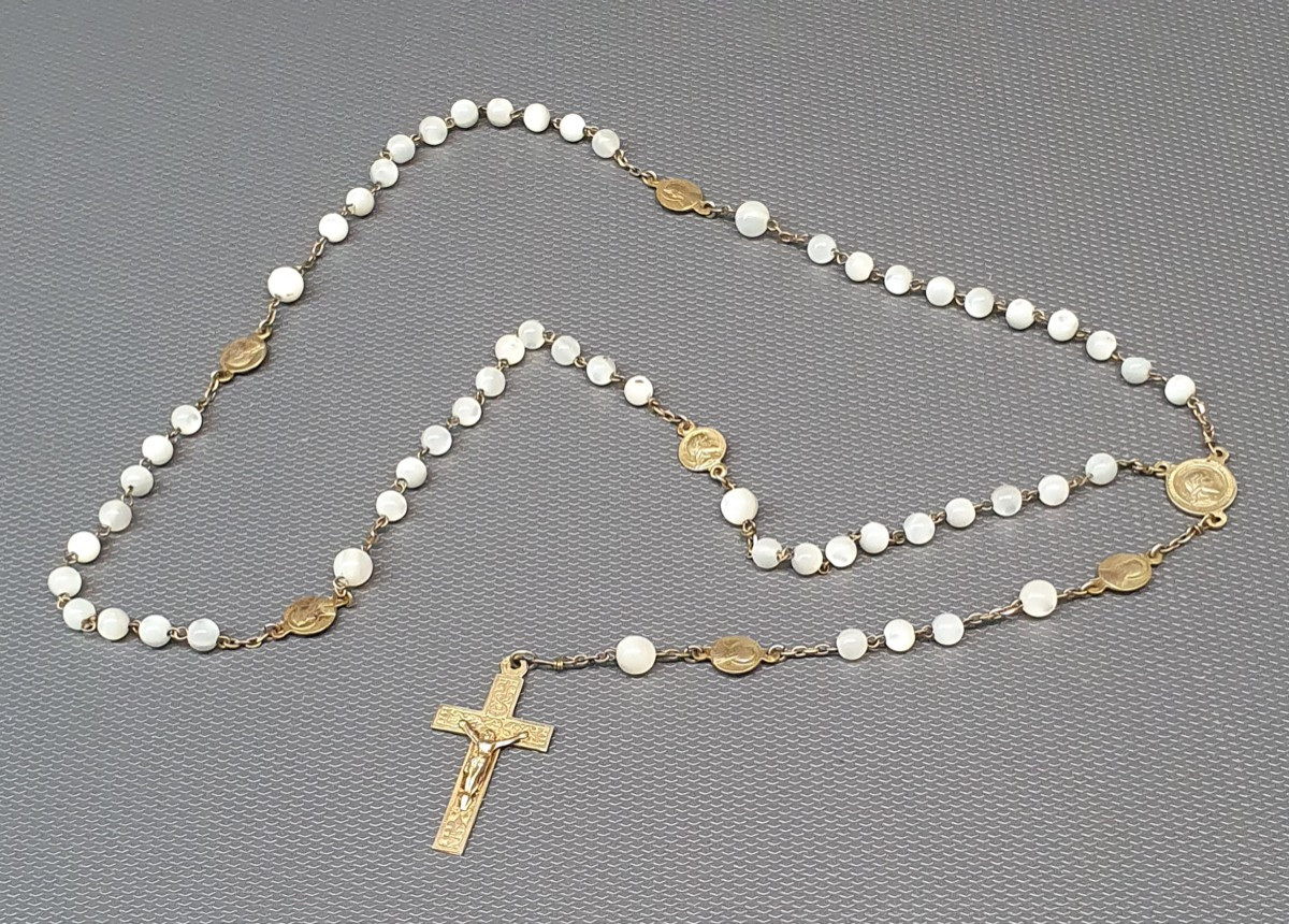 Silver Vermeil And Mother-of-pearl Rosary