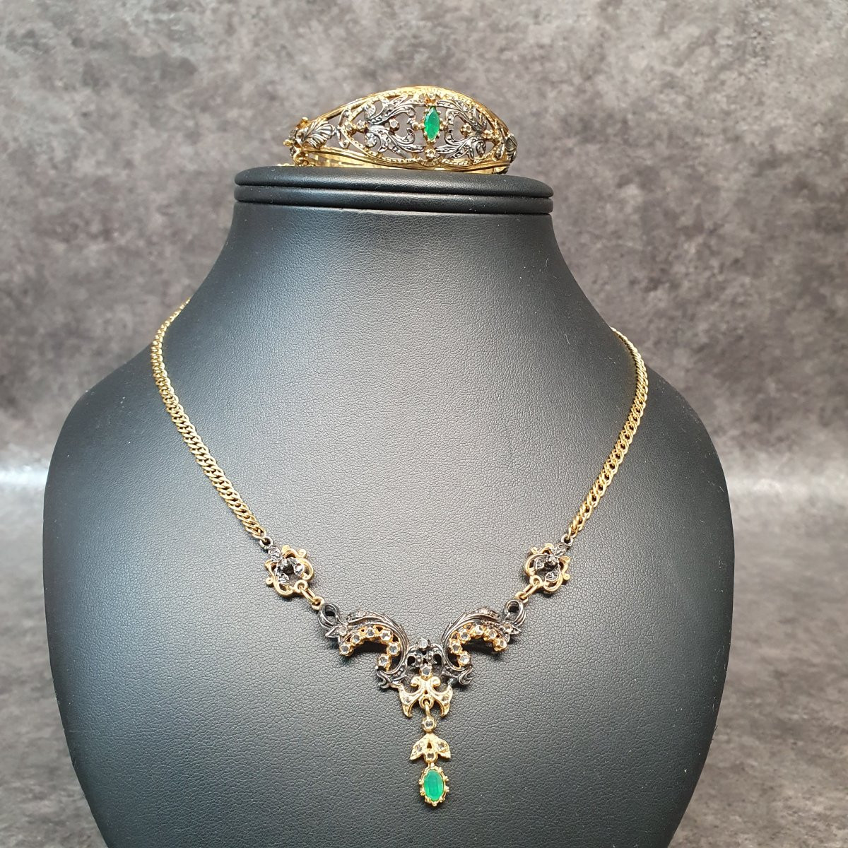 925 Silver Vermeil Bracelet And Necklace Set-photo-2