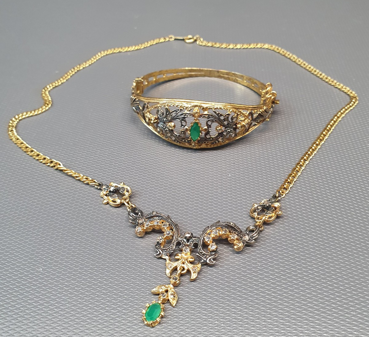 925 Silver Vermeil Bracelet And Necklace Set