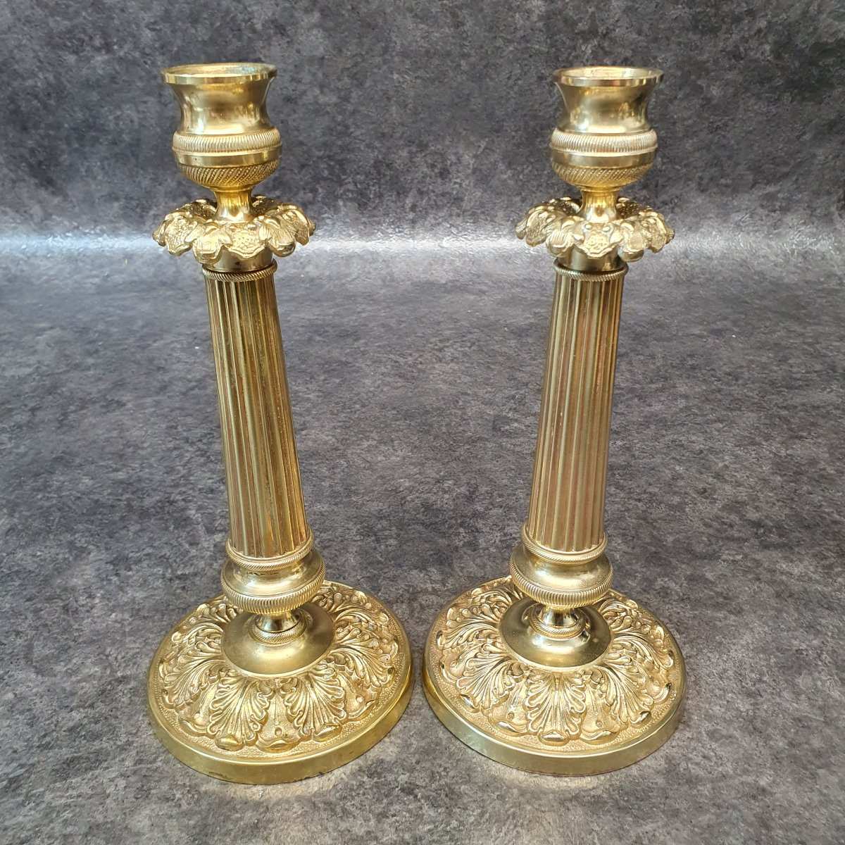 Pair Of Bronze Candlesticks-photo-2