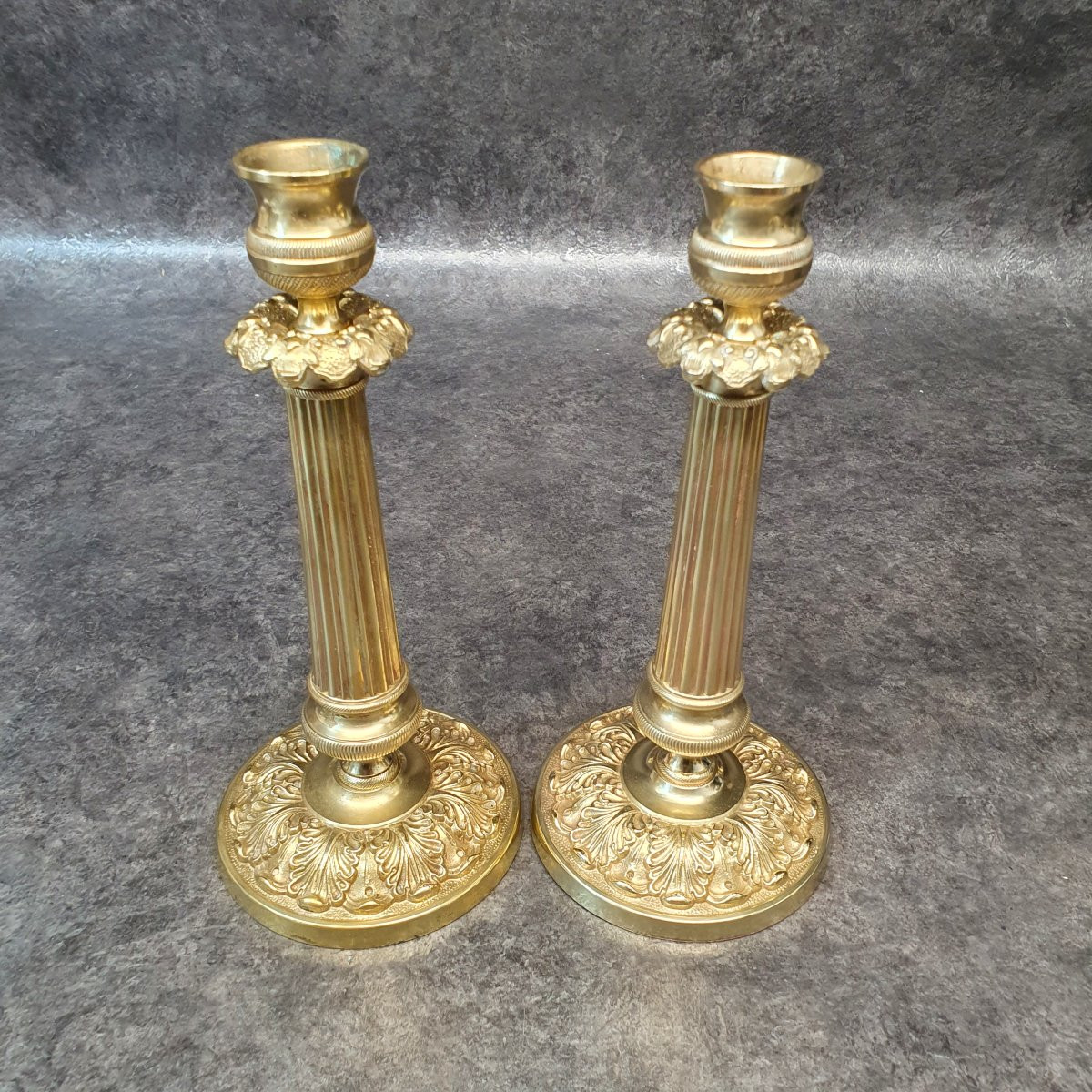 Pair Of Bronze Candlesticks-photo-3