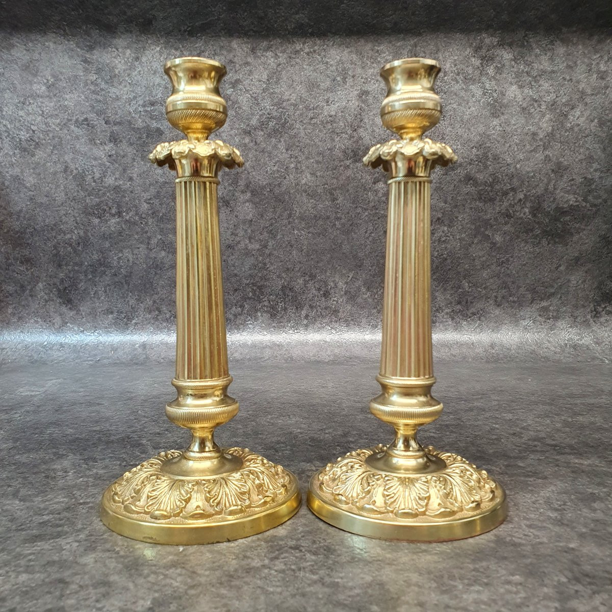 Pair Of Bronze Candlesticks-photo-4