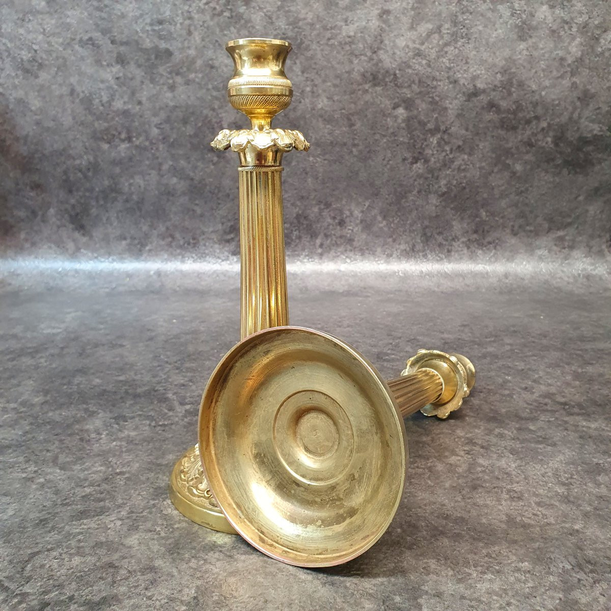 Pair Of Bronze Candlesticks-photo-4