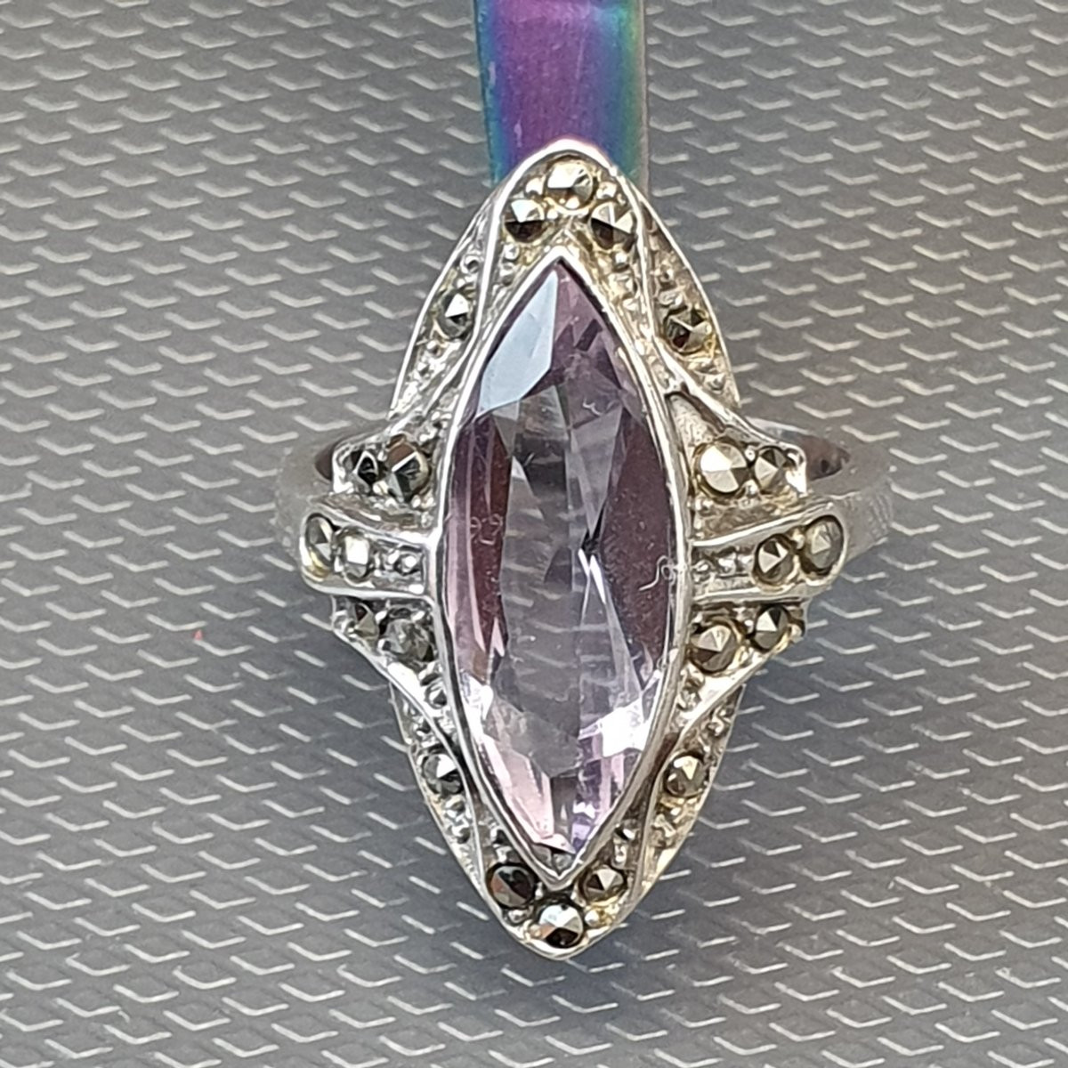 bague argent marquise améthyste art déco-photo-3