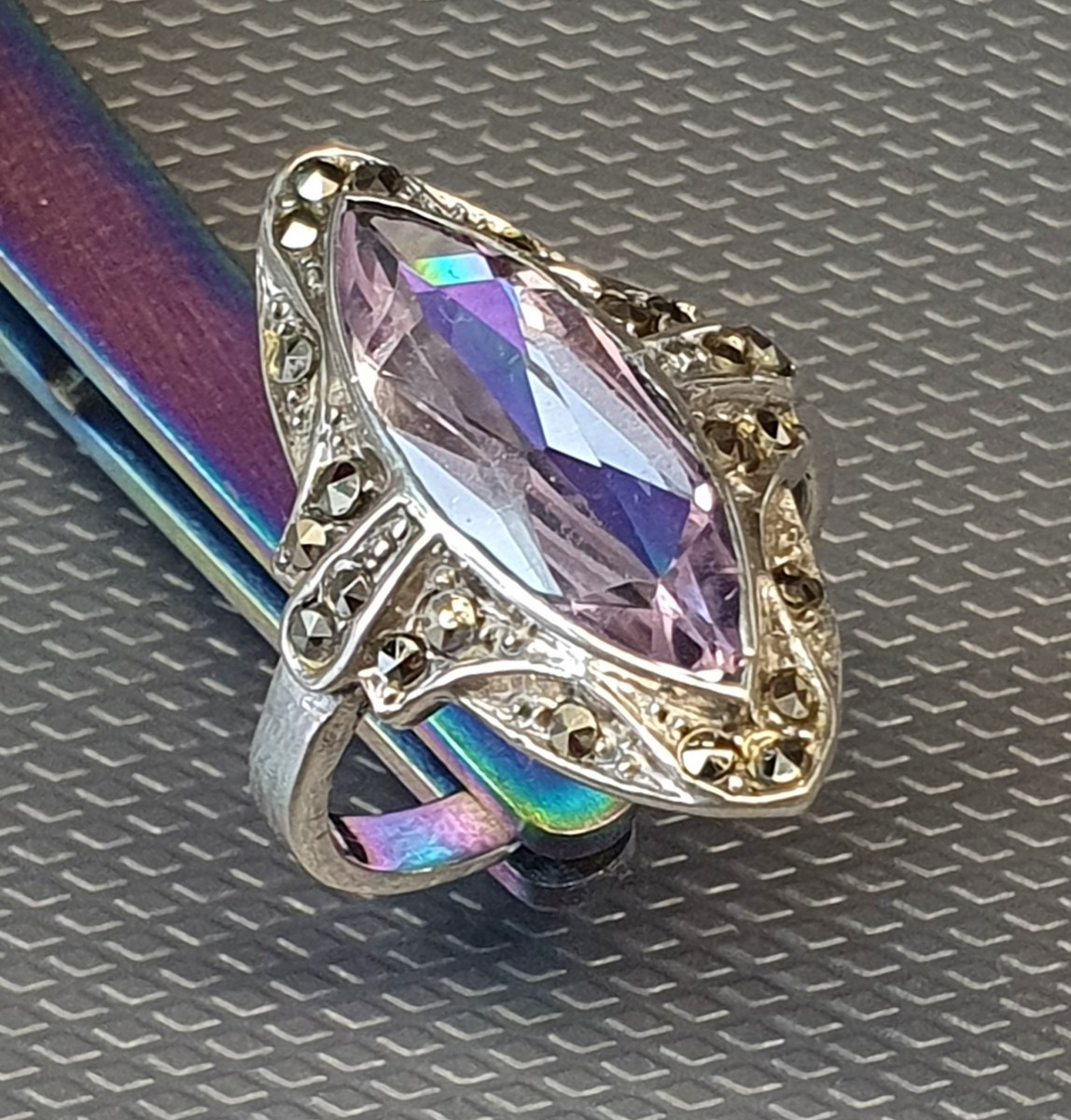 bague argent marquise améthyste art déco