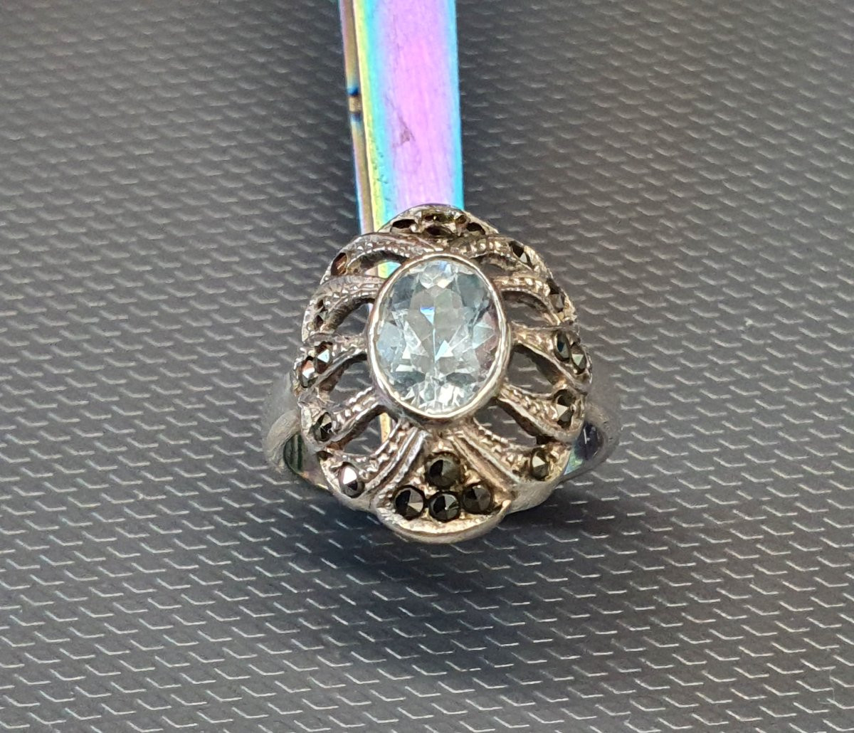 bague argent aigue marine art déco-photo-1