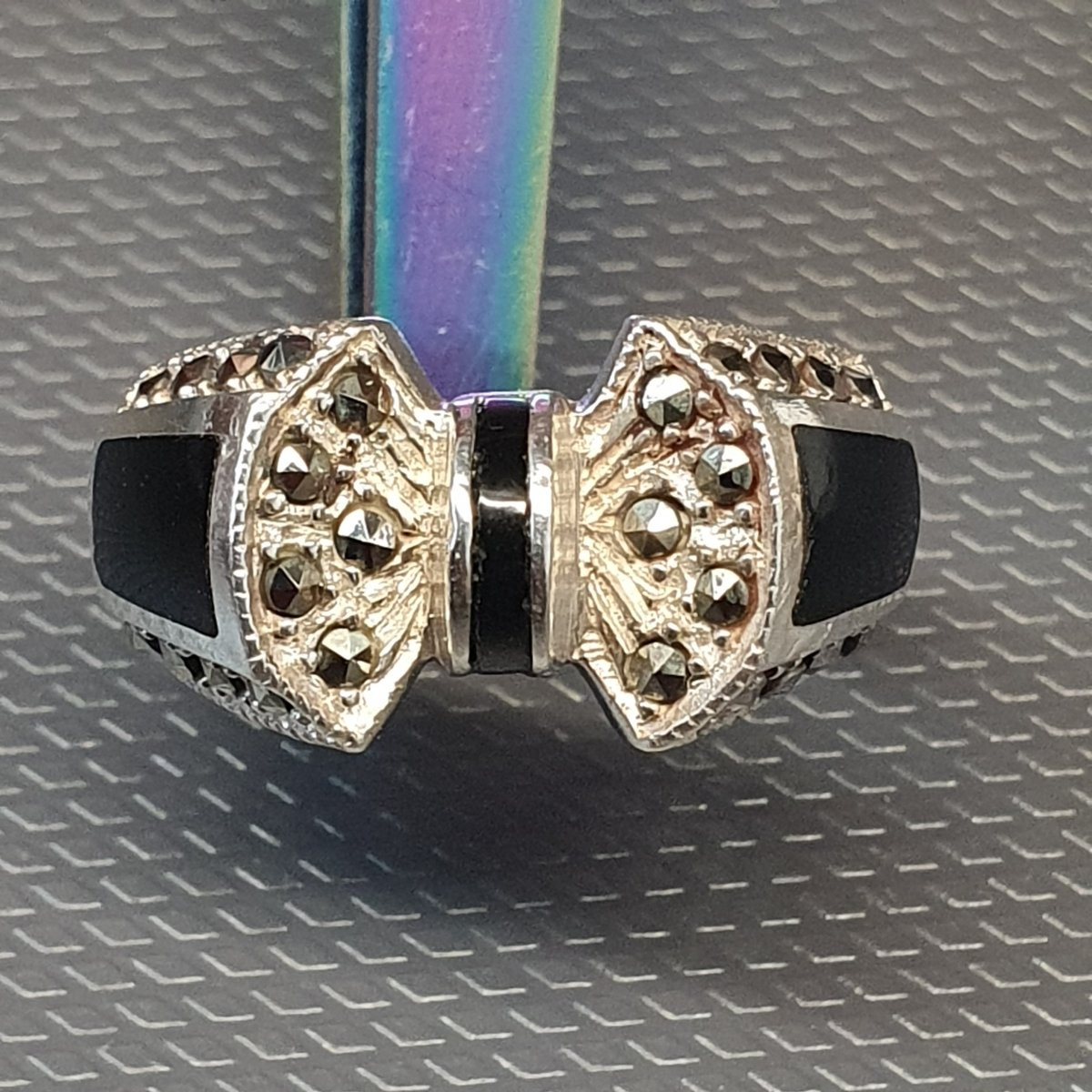 bague argent onyx noir art déco-photo-3