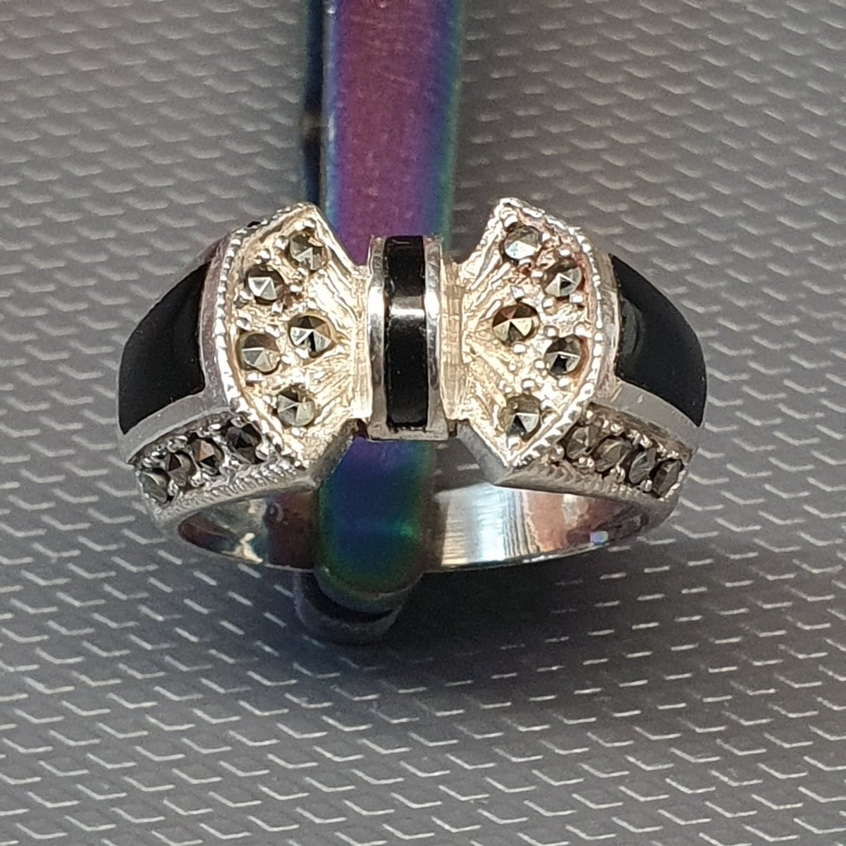 bague argent onyx noir art déco-photo-4