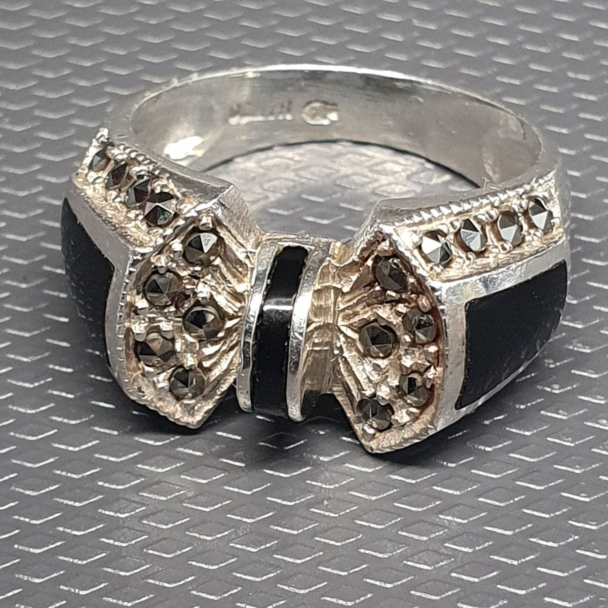 bague argent onyx noir art déco-photo-3