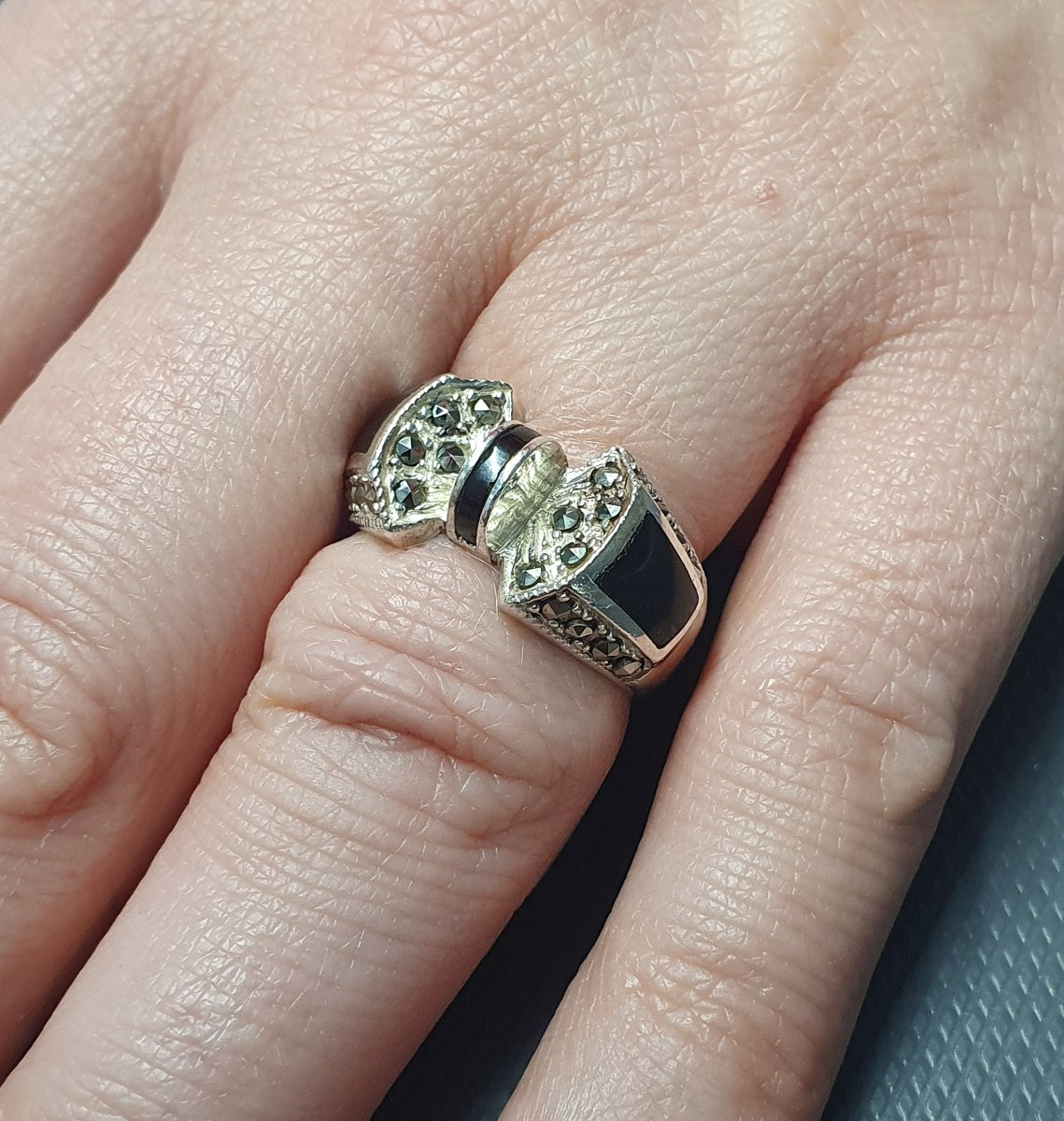 bague argent onyx noir art déco-photo-5