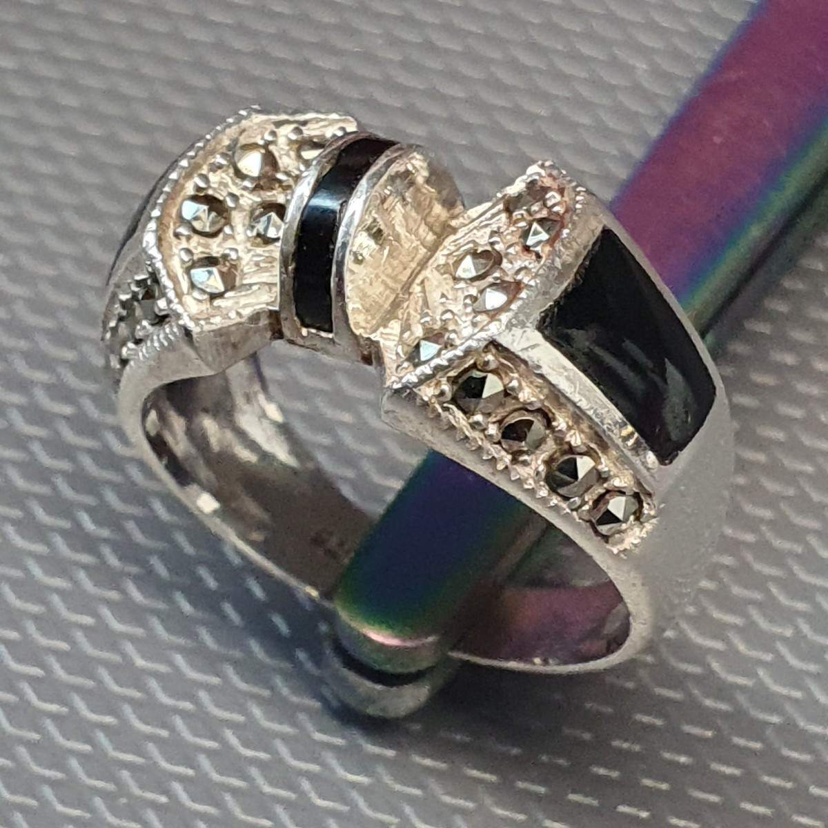 bague argent onyx noir art déco